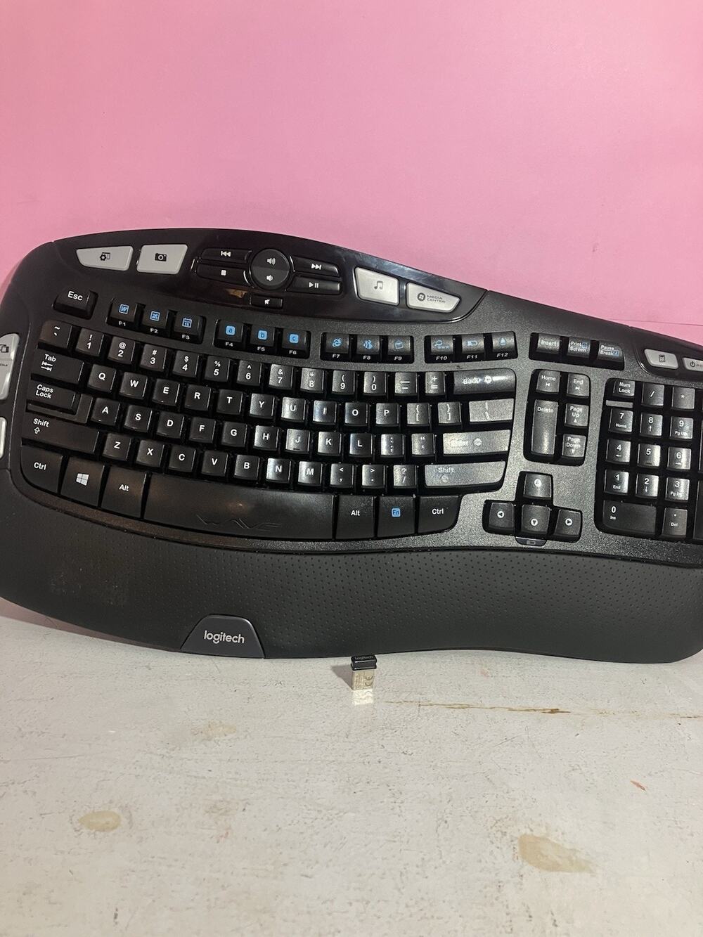 Logitech K350 Wireless Wave Ergonomic Keyboard USB Unifying Receiver